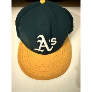 New Era 59FIFTY Oakland A’s On-Field Fitted Cap Green Gold 7 3/8 MLB